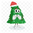 Christmas Tree Ashamed Pose Chrismas Tree Mascot Fun Icon