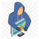 Cyber Hacker Digital Threat Computer Security Breach Icon