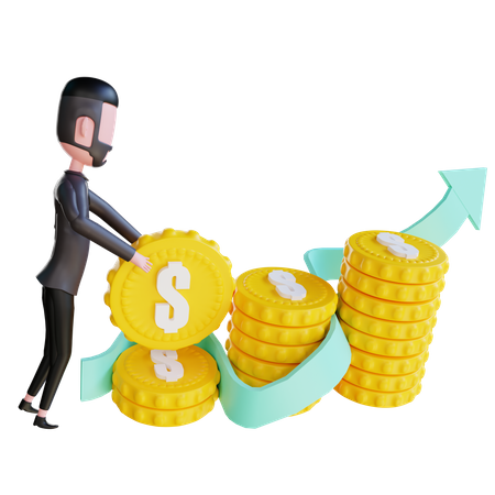 Free Businessman growing investment 3D Illustration