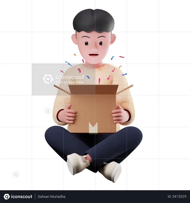 Male Open Delivery Box  3D Icon
