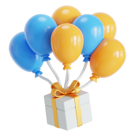 Birthday gift and balloon 3D Icon