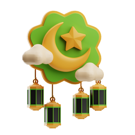 Decorative Moon And Star Wall  3D Icon