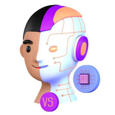 Human vs AI  3D Icon