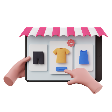 Shopping on Tablet  3D Icon