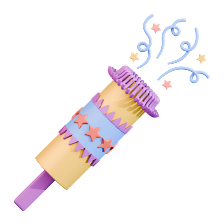 Striped Party Cannon Pastel Burst  3D Icon