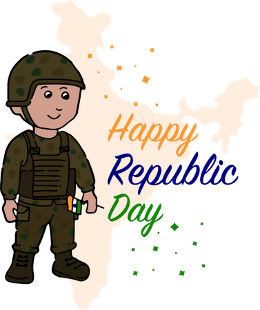 Free Army soldier holding tiranga  Illustration