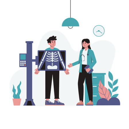 Free Doctor doing patient xray Illustration