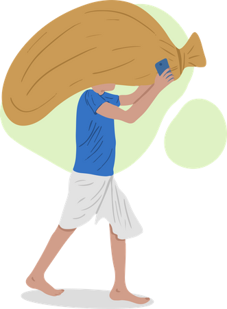 Free Labour Carrying Sack  Illustration