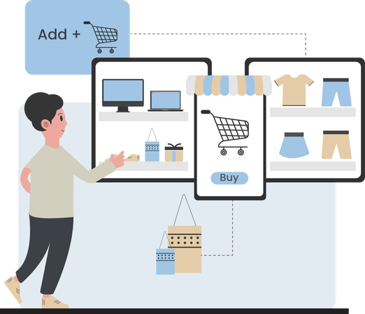 Free Woman doing online shopping  Illustration