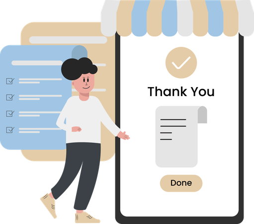Free Woman receiving online shopping receipt  Illustration