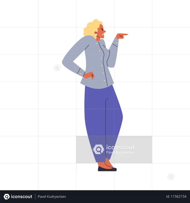 Angry woman pointing something left  Illustration