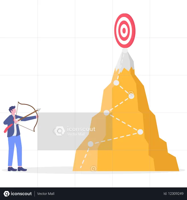 Businessman hits higher goals  Illustration