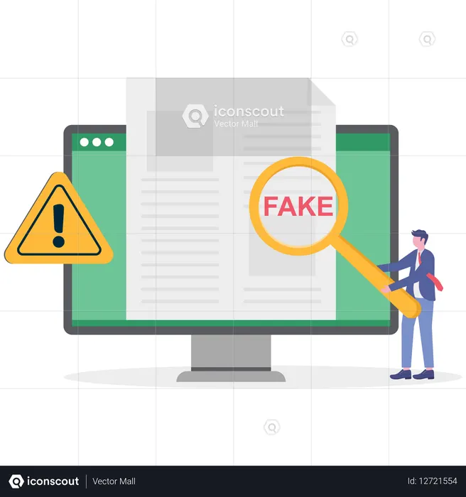 Businessman working on fake news  Illustration