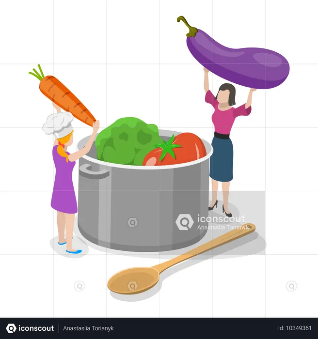 Chef preparing vegetable dish  Illustration