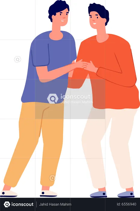 Gay couple standing together  Illustration