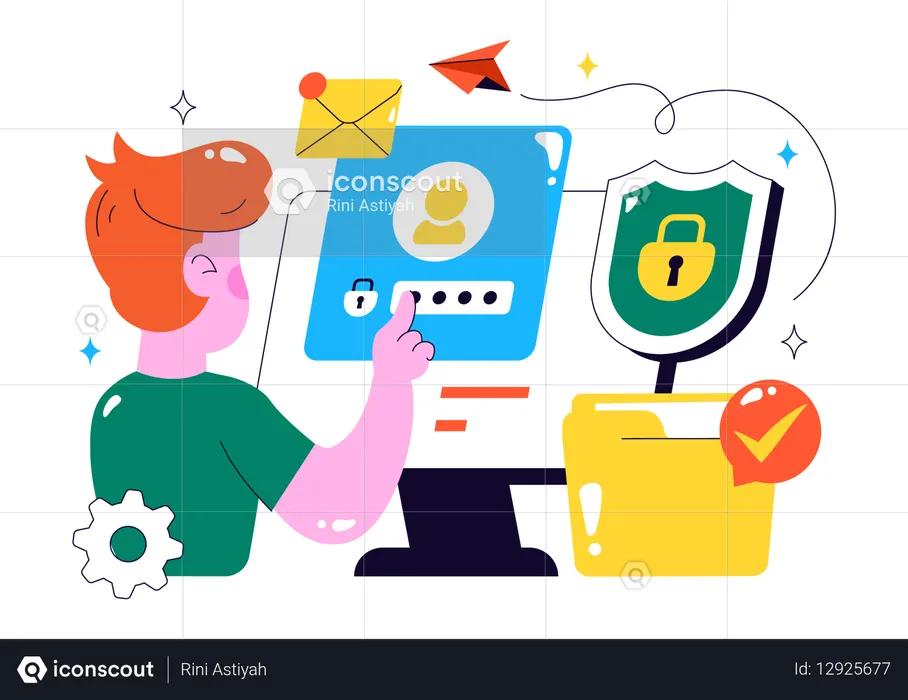 Man working on Data Privacy  Illustration