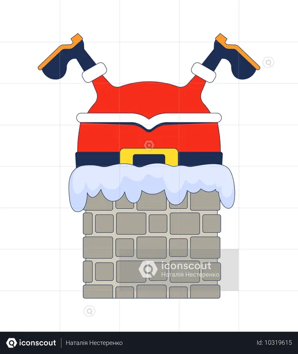 Stuck Santa upside down chimney  Illustration