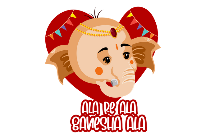 Ala re ala ganesha ala sticker  Illustration