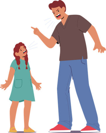 Angry father shouts at his daughter  Illustration