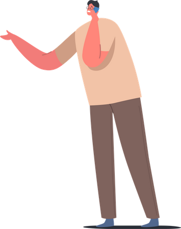 Angry man on phone call  Illustration