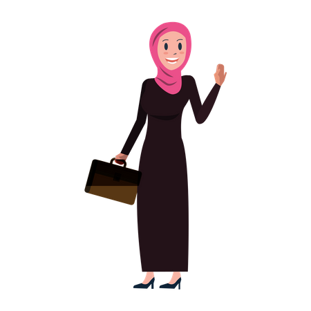 Arab business woman smile and say hi  Illustration
