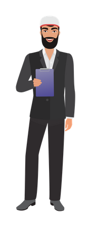 Arab businessman holding document  Illustration