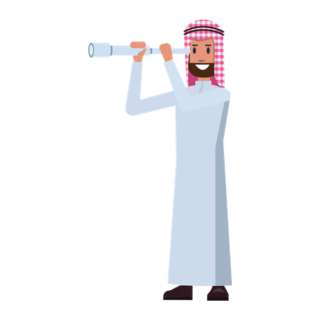 Arab Businessman search opportunity  Illustration