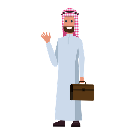 Arab Businessman waving hand  Illustration