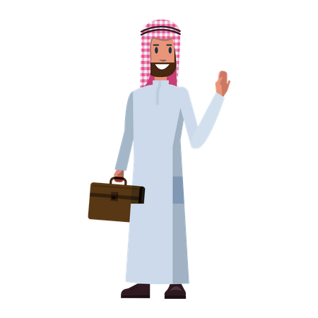 Arab Businessman waving hand  Illustration