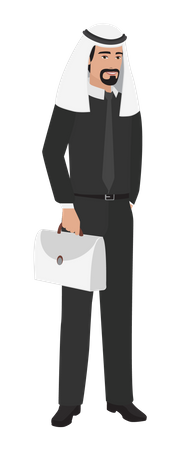 Arab man holding briefcase  Illustration