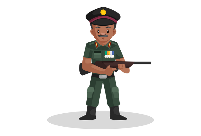 Army man holding gun in his hand  Illustration