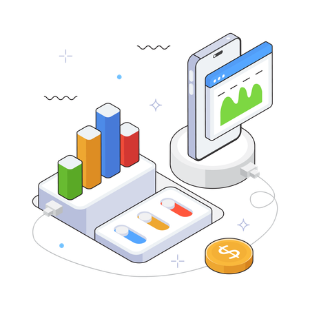 Bar Chart Financial Report  Illustration