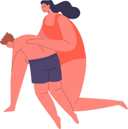Beach Guard Providing Crucial First Aid  Illustration