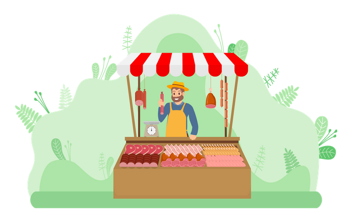 Beef stall Illustration