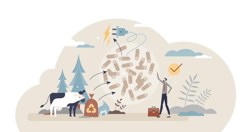 Biomass energy as alternative electricity production Illustration