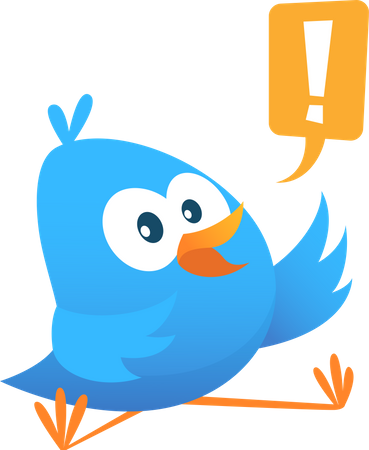 Blue bird with info message  Illustration