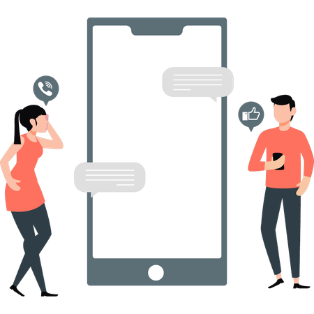 Boy and girl calling online  Illustration