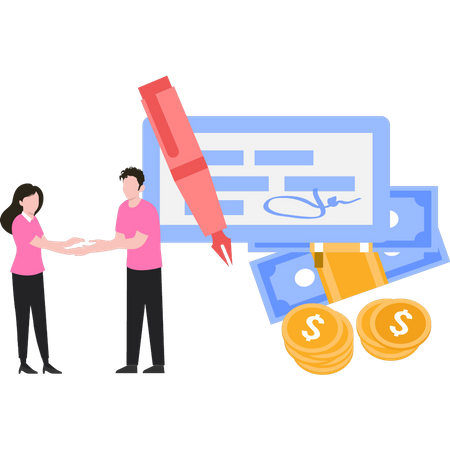 Boy and girl dealing  Illustration