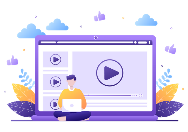 Boy attending online class  Illustration