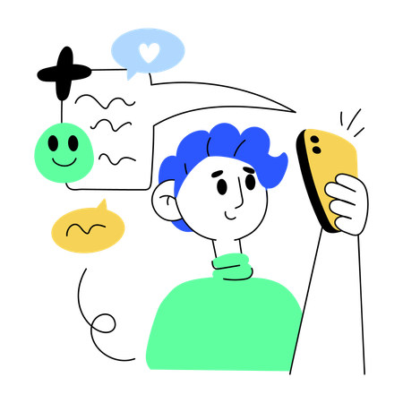 Boy chatting online  Illustration