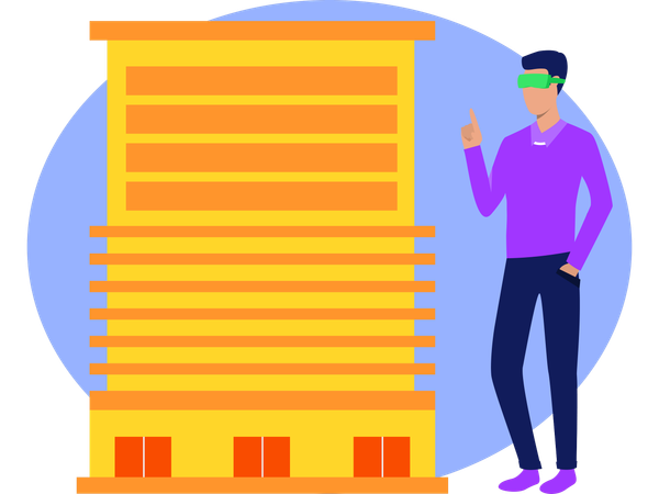 Boy Doing Study Using Vr Technology  Illustration