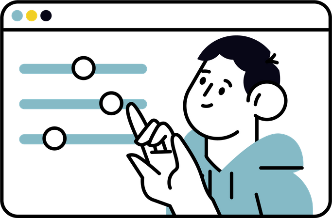 Boy doing web preferences  Illustration