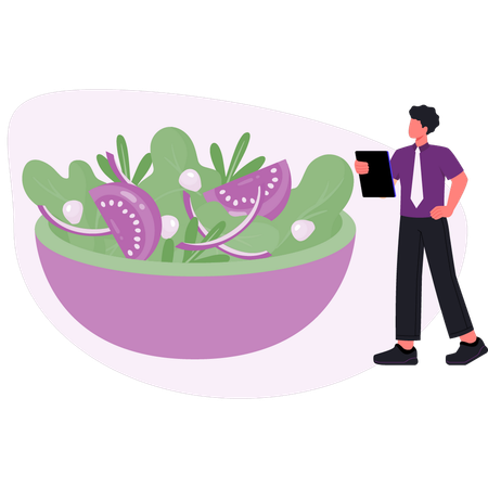 Boy  explaining about vegetable meal  Illustration