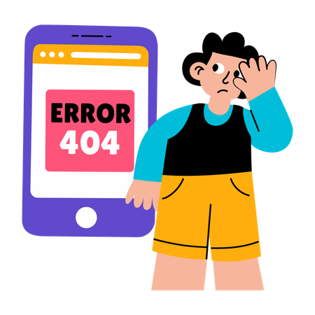 Boy facing phone error  Illustration