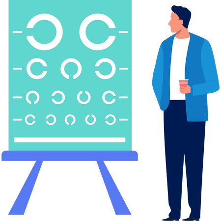 Boy is looking at the Snellen chart board  Illustration