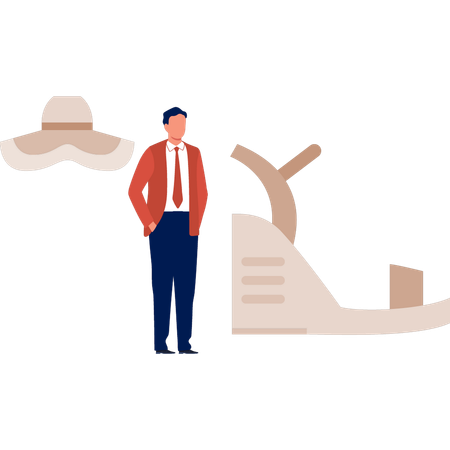 Boy is showing sandle  Illustration