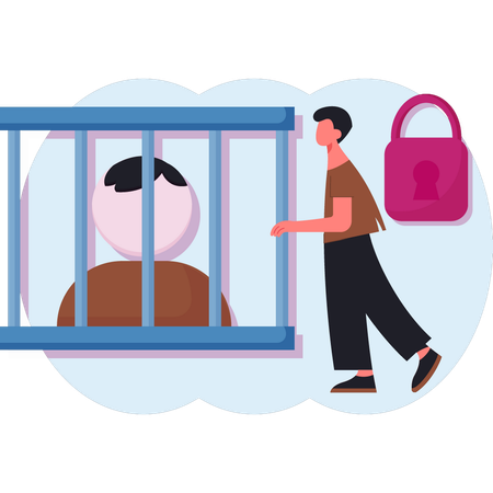 Boy looking arrest criminal  Illustration