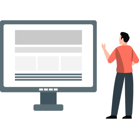 Boy presenting monitor document  Illustration