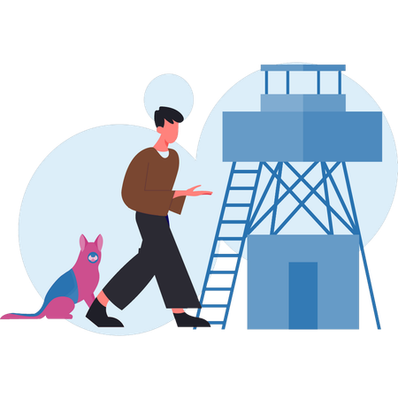 Boy showing police security  Illustration