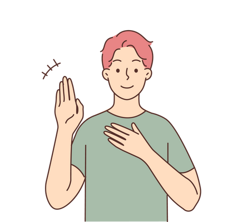 Boy waiving hand  Illustration